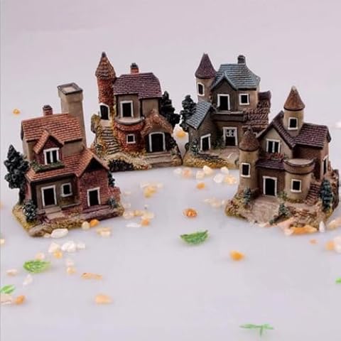 Avtytsda 4PCS Resin Miniature Stone Houses Cover
