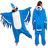 HOMWERRONT Blue Jay Gifts for Women Blue Jay Costume Adult Bird Onesie Pajamas Costumes Outfit Cosplay Sleepwear for Women Men L