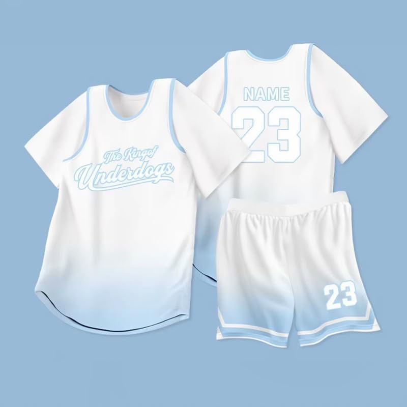 2-in-1 Layered Sports Jersey, Unisex Athletic Team Uniform, Breathable Training Shirt for Class Group, Soccer, etc. White