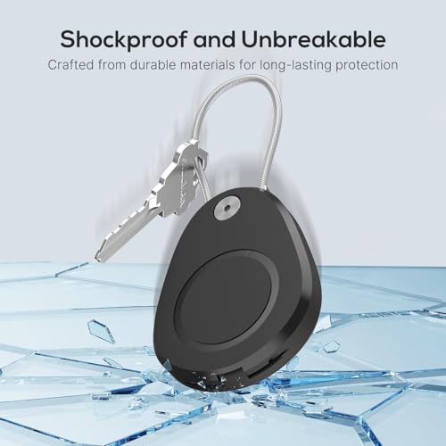 Waterproof AirTag Keychain Holder - Airtag Lock Case with Wire Cable Compatible with Apple AirTags, Durable Anti-Lost Protective Case with Keyring for Luggage, Backpack (Black (4 Pack)) by Fiuned - Image 5