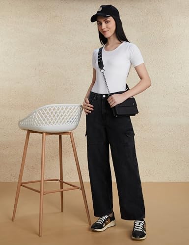 Image of Amazon Brand - Symbol Women's Wide Leg Cargo Jeans (High Rise | Ankle Length | Loose Baggy Fit) (Available in Plus Sizes)