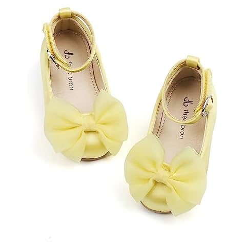 THEE BRON Toddler Little Girl Mary Jane Dress Shoes Princess Ballerina Flat Shoes(AF344 Toddler,Yellow/7M) Cover
