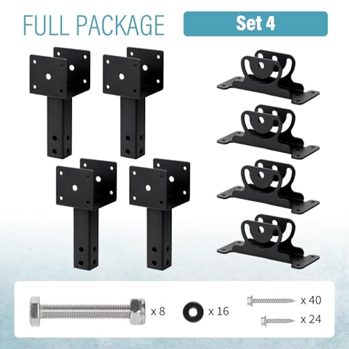 4 Pack 304 Stainless Steel 4x4 Heavy Duty Roof Riser Brackets Kit, Adjustable Roof Riser Beam Mount Brackets for Roof Pergola Gazebo (Black) by BTRAM - Used condition - Image 5