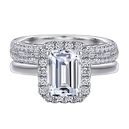 2 Anneaux de mariage en argent 925 et zircones rectangulaires pour sceller votre amour