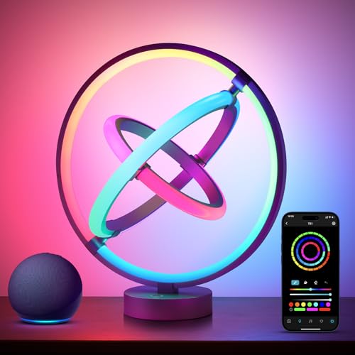 Lepro TB1 AI デスクライト テーブルランプ ledテーブルライト AI照明【Compatible with Alexa/虹色/1600万色/音声操作/音楽同期/BlueTooth&Wi-Fi/Google Home対応】 間接照明 インテリア スマート照明 ベッドサイドランプ おしゃれ ゲーミング/雰囲気作り/クリスマス/インテリア装飾/パーティー/誕生日 プレゼント (惑