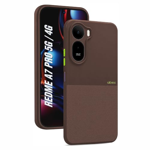 Image of AIBEX Premium Back Cover Case Compatible for Redmi A7 Pro 5G / A7 Pro 4G / Poco C85X 5G|Scratch & Drop Tested Shockproof Matte Texture Case Soft Microfibre Lining Slim Fit Cover Anti-Scratch - Brown