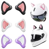RUAVOEY 3 Pares Orejas de Gato para Casco Moto, Cuernos Decorativos con Ventosa, Adhesivo Anti-Deslizante