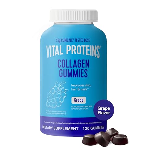Vital Proteins Collagen Gummies 2.5g of Clinically-Tested Collagen for Hair Skin Nails & Wrinkles 120 ct 30-Day Supply Grape Flavor