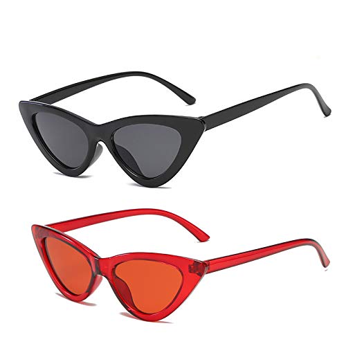 Image of Retro Vintage Narrow Cat Eye Sunglasses for Women Clout Goggles Plastic Frame