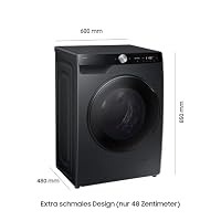 Samsung WD6100D SLIM AI Waschtrockner WD90DG6G94BBU2, 9+5 kg, Extra sparsam, EEK: E/A (-10%), Nur 48 cm tief, Waschmaschine + Trockner in einem, AI Wash, Ecobubble, SmartThings, SuperSpeed, Schwarz – Ansicht 2