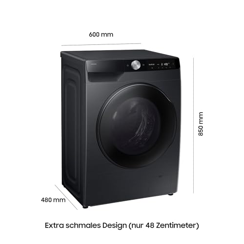 Samsung WD6100D SLIM AI Waschtrockner WD90DG6G94BBU2, 9+5 kg, Extra sparsam, EEK: E/A (-10%), Nur 48 cm tief, Waschmaschine + Trockner in einem, AI Wash, Ecobubble, SmartThings, SuperSpeed, Schwarz