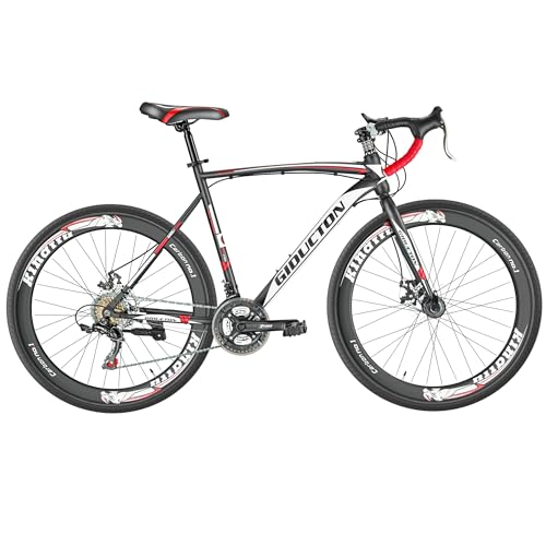 EUROBIKE YH-XC550 Road Bike for Men 54cm Frame Bicycle 700C Wheels Aluminium Rims 21 Speed Dual Disc Brake Commuter Bikes (60mm Rims)