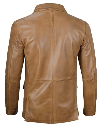 Image of Blingsoul Mens Leather Blazer Jacket - Real Lambskin Sport Coat with Notch Lapel Collar
