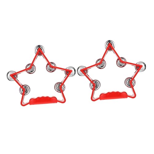 Abaodam 2 Peças Sino De Cinco Estrelas Pandeiro Instrumento Musical Mão Jingle Sinos Chocalho Brinqu