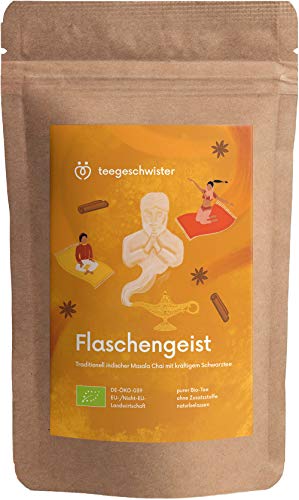 teegeschwister® | Flaschengeist | indischer BIO Masala Chai-Tee | traditioneller Gewürztee aus schwarzem Tee Assam mit Kardamom und Kurkuma | 100g Cover