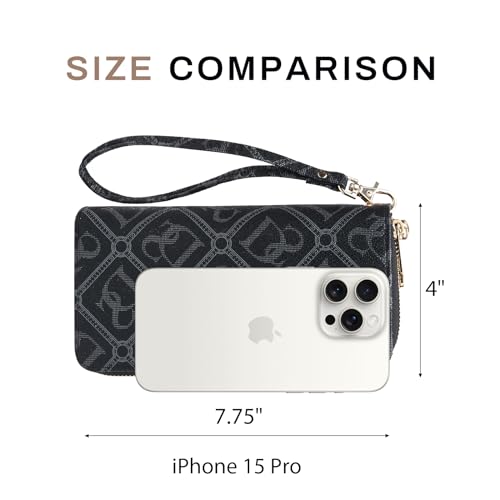 Dasein RFID Blocking Wallet Purse for Women Large Capacity Wristlet Clutch Bag Multi Card Holder Phone Case with Wrist Strap3