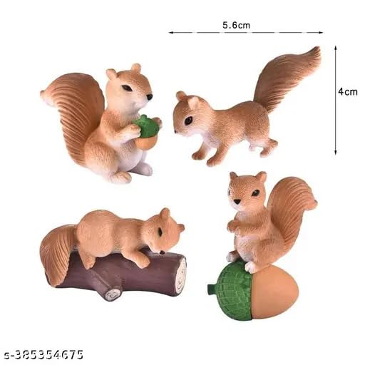 Image of Miniature Set for Home Decor, Deepawali Gift, Living Room, Figurines, Cake Decoration Items - Resin Car Dashboard Items (Multicolor) ((Squirell Miniature))