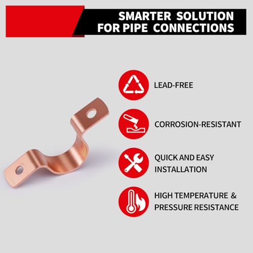 ROGVOC 30-Pack 1 inch Copper Pipe Straps, 2-Hole Pipe Clamp Mount by Rogvoc - Image 3