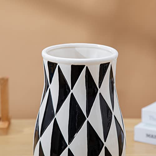 Weidilidu Black Ceramic Vase Nordic Minimalist Style Decor For Countertop Center Dresser Kitchen Living Room Home Decor Mirror Surface Black And White Abstract Vase(W338) #TOP5