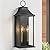 Lawyettle Dusk to Dawn Outdoor Wall Lantern 2-Light, 20.6" Large Outside Wall Sconce, Modern Black Wall Light Fixture with Glass, Waterproof Exterior Lamp for House, Porch, Garage