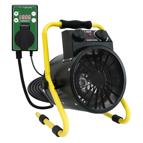 COOS BAY 1500W Radiant Spot Heater with Thermostat, Electric Space Heater for Enclosed Greenhouse, Grow Tent and Compact Workspaces, IPX4 Water-Resistant, 1 Pack, Black