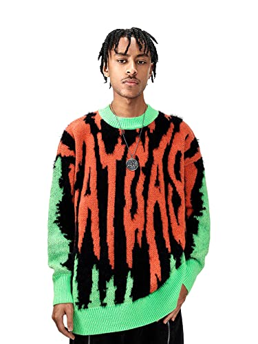 Vamtac Men's Round Neck Long Sleeve Sweater Oversized Casual Cartoon Pullover Unisex Streetwear #TOP16