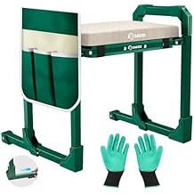 Saker Garden Kneeler and Seat Foldable Gardening Stool with Extendable Legs & Thickened Pad, Tool, Heavy Duty 400lbs Support for Elderly, Gardening, Outdoor Use