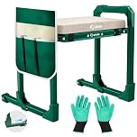 Saker Garden Kneeler and Seat Foldable Gardening Stool with Extendable Legs & Thickened Pad, Tool, Heavy Duty 500lbs Support for Elderly, Gardening, Outdoor Use