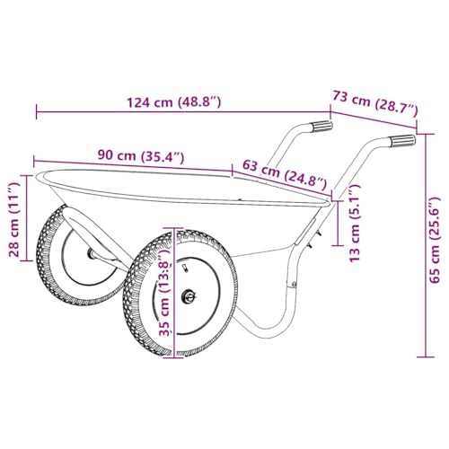 Brouette argent et noir vidaXL chariot de jardin et terrasse - 3