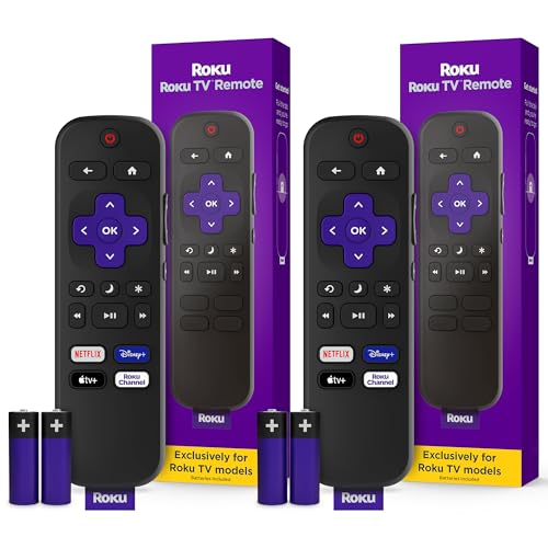 Roku TV Remote Control (Official Manufacturer Product) - Simple Setup,& Pre-Set App Shortcuts - Replacement Remote Compatible with RokuTV Models ONLY (Not Roku Players),(Pack of 2)