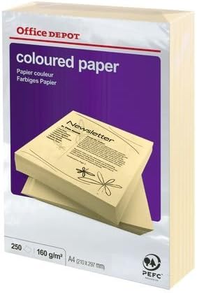 Pack of 250 Sheets of Cream 160gsm A4 Card