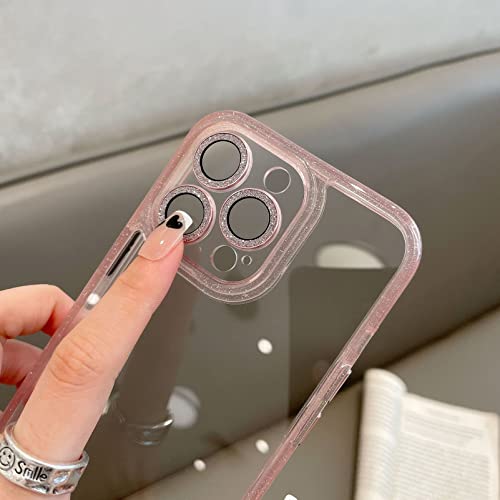 Eiyikof For Iphone 14 Pro Max Case With Bling Camera Lens Protector Cover Cute Sparkly Diamond Slim Clear Back & Glitter Bumper Silicone Shockproof Protective Case For Girls Women-White #TOP3