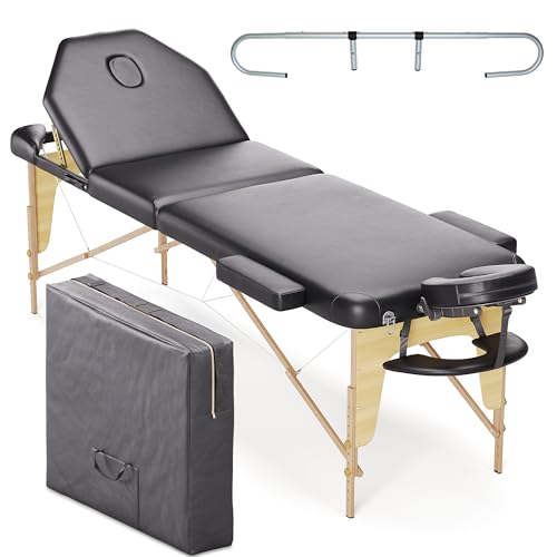 Beltom® LETTINO MASSAGGIO NERO 3 ZONE NUOVO MODELLO - XL 195X70 CM + PORTAROTOLO PANNELLO REIKI ANGOLI ARROTONDATI RINFORZATI - LETTINI MASSAGGI PORTATILE PIEGHEVOLE ESTETICA FISIOTERAPIA TATUAGGI