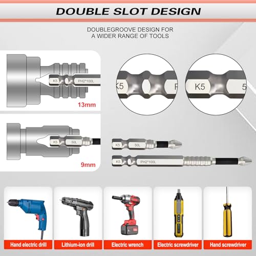 Image of Magnetic Screwdriver Bit Set, Strong Magnetic Anti Slip Durability Screwdriver Drill Bit Set,25 50 65 70 100 120 150MM Magnetic Screwdriver Bits (7pcs)