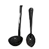Vintage Black Speckled 12 Serving Spoon Ladle Set Enamelware