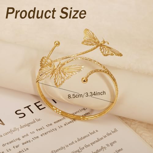 BROCC Upper Arm Cuff Bracelet for Women Butterfly Flower Bangle Bracelet Adjustable Upper Arm Cuff Bangle Gold Armband Summer Beach Essentials Jewelry2