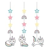 Creative Converting Sassy Caticorn Hanging Cutouts, 3 ct, Multi-color, Decorative hanging cutouts measure 32'