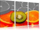 Pixxprint Schwarze Orange aufgeschnitten, Leinwandbild 3 Teilig, Gesamtmaß: 120x80cm, Wandbild, Dekoration, fertig gespannt, Kein Poster
