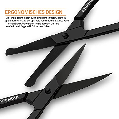 Foto von Utopia Care 2 Stück Professionelle Edelstahl-Schönheitsschere - Friseurschere, Augenbrauen schere, Nasenhaarschere Ohrenschere, Nagelschere Kinder - Sicherer Hautschere - Schwarz
