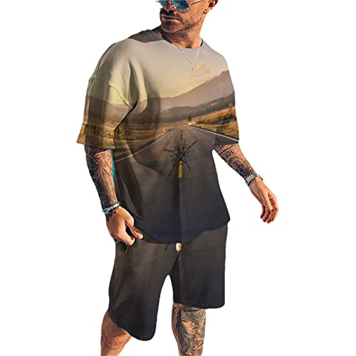 Survêtement homme imprimé 3D style vacances ensemble t-shirt short