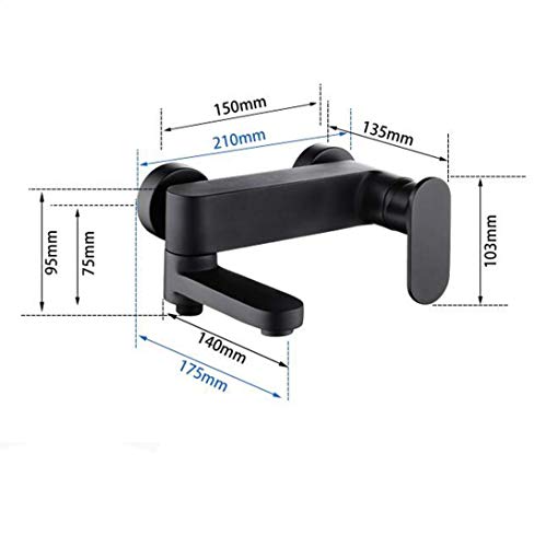 Brass shower taps noir mat mitigeur mural avec douchette de douche - 6