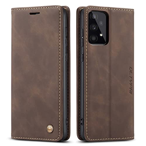 Étui coque pour Samsung Galaxy A53 5G en cuir vintage premium café