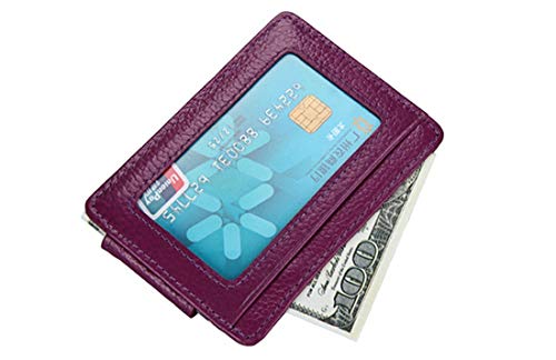 RFID Blocking Slim Money Clip Genuine Leather Minimalist Front Pocket Wallet for Men Women (Purple)4