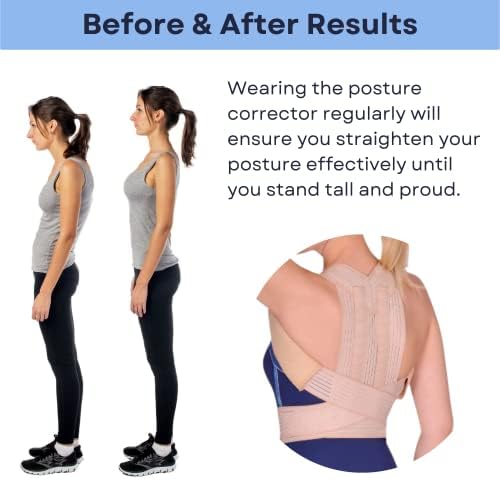 Lacheln Exclusive Invisible Posture Corrector with Full Orthopedic Double Bars for Men & Women Adjustable & Elastic Back Brace for Pain Relief with Underarm Pads Upper & Lower Back (XL-XXL),Beige