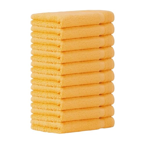 Luckytowel Seiftücher Set 30x30cm – Oeko-TEX kleine Waschlappen Set aus 100% Baumwolle mit 600 g/m² – mit Aufhängeschlaufe – flauschig & saugstark – Gästehandtücher 30x30 – 10er Pack Gelb