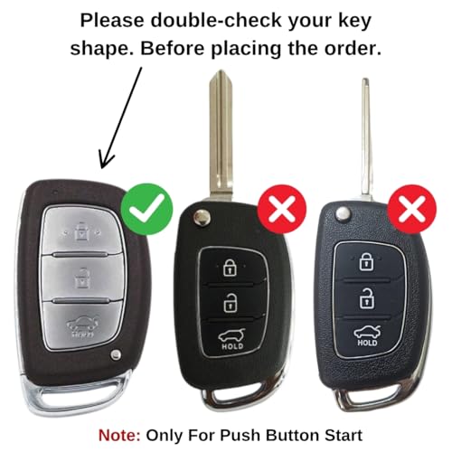 Image of KEYCEPT Metal Armor Key Cover Compatible for Hyundai Grand i10 NIOS Asta, Venue, i20, Aura, Creta, Exter, Elantra 3 Button Smart Key | Stylish & Durable | Easy Grip Protective Keycase