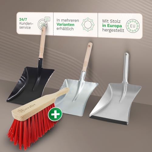Novaliv 4X Kehrblech Set Kehrblechgarnitur Handfeger ELASTONBORSTEN und Kehrblech Metall Silber verzinkt Kehrblechbesen zum Aufkehren Handkehrset Kehrblechset Kehrschaufel Feger und Kehrblech – Bild 8