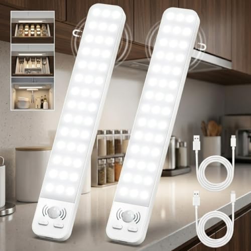 Luz Led Armario Cocina con Sensor de Movimiento Interior 25CM & 2000mAH Recargable