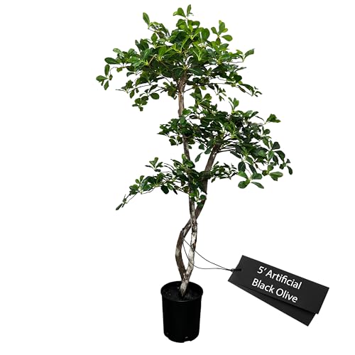 Cypress & Alabaster Handmade 5ft 3-Tier Black Olive Leaf Artificial Tree