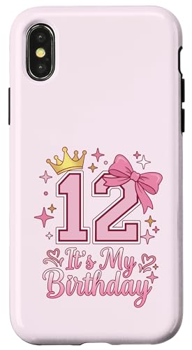 It's My 12�΂̒a���� ���̎q �R�P�b�g���{�� �s���N 12�� �X�}�z�P�[�X iPhone X/XS �p
